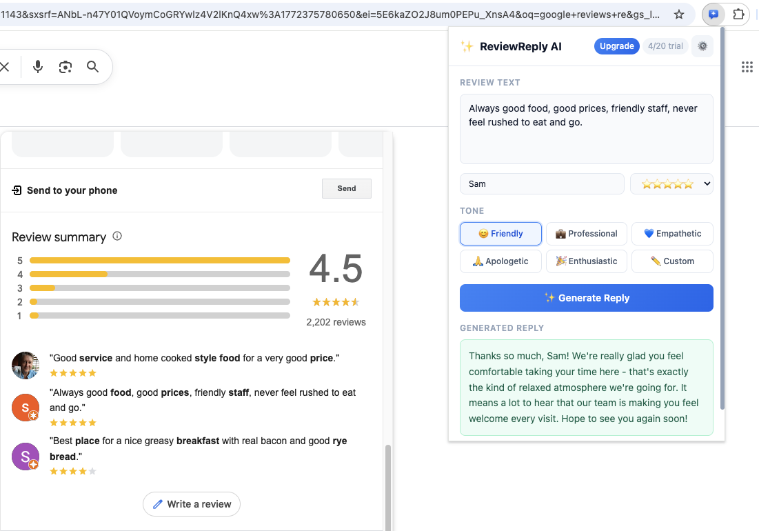 ReviewReply AI in action